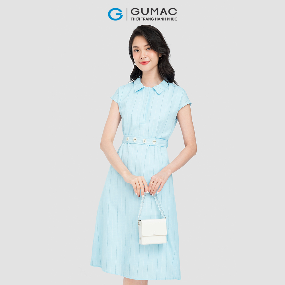[CHỈ 15-17.3 | TẶNG ÁO THUN ĐƠN 699K] Đầm form suông GUMAC, đầm cổ sơ mi form suông DC08067