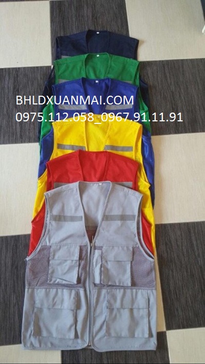 Áo gile kỹ sư màu ghi vải cao cấp