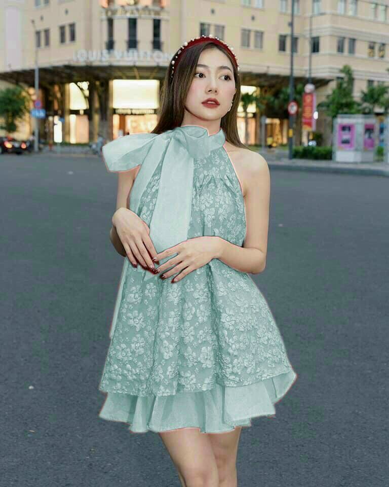 [HCM]Sét áo cổ yếm cột nơ kèm quần ống rộng  phong cách xinh xắn  siêu hot 2021 qcs