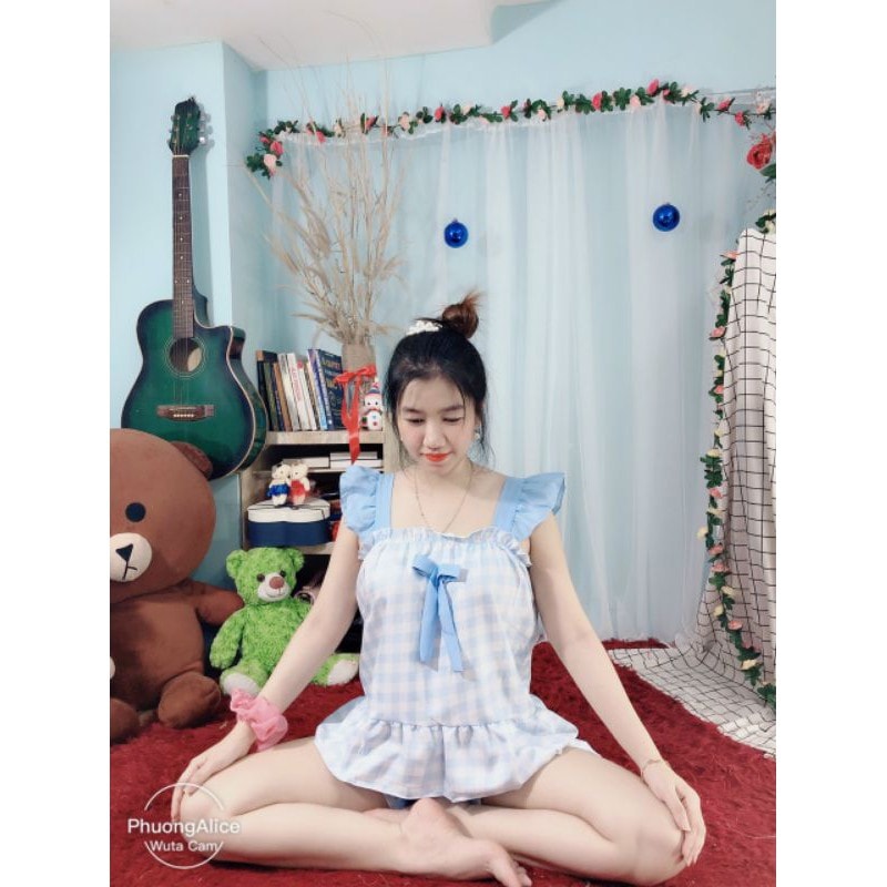 Đồ Bộ Caro đùi Nữ, mặc nhà dễ thương, 36 đến 57kg
