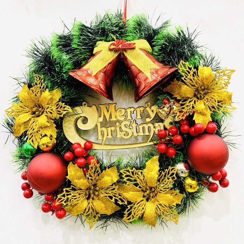 Vòng nguyệt quế treo cửa trang trí Noel 30cm