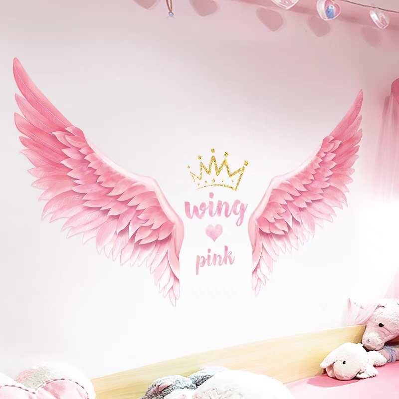 Decal dán tường đôi cánh thiên thần, sẵn keo dán.