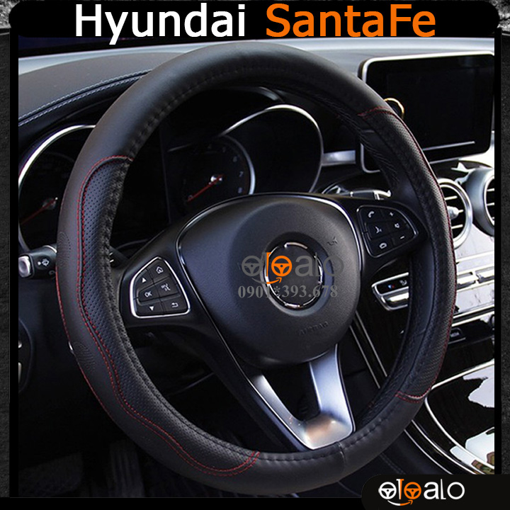 Bọc vô lăng xe ô tô Hyundai Santafe Da PU CAO CẤP - OTOALO