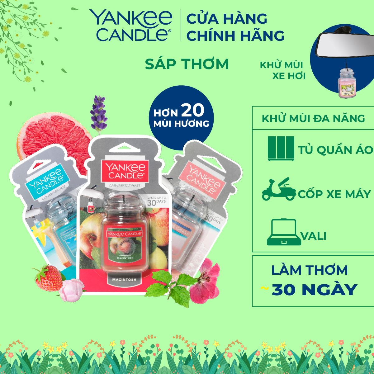 Sáp thơm xe Yankee Candle (nhiều mùi)