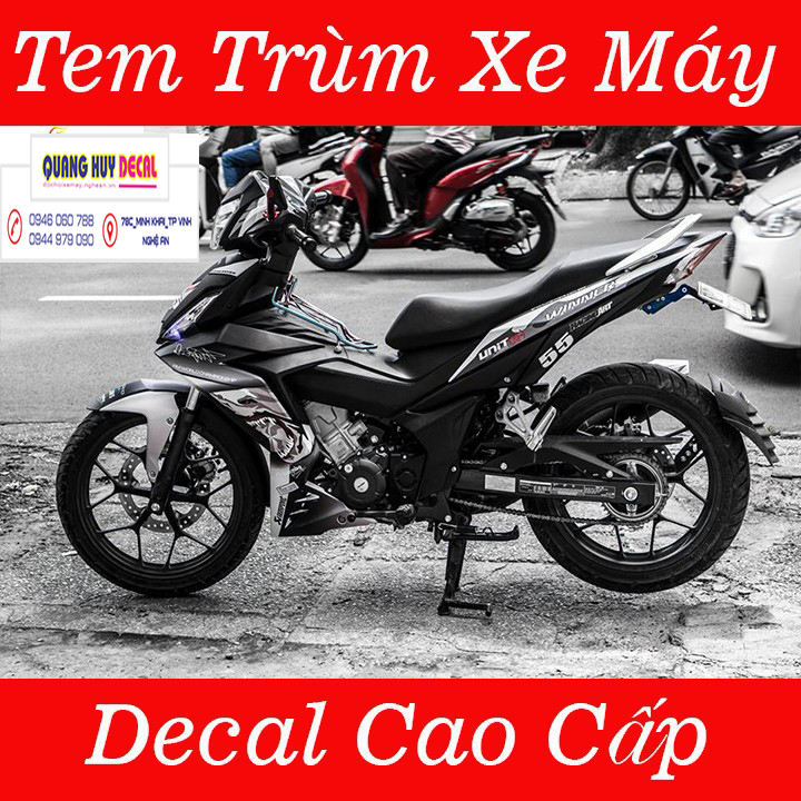 Tem trùm Winner cá mập đen xám shark - Độ dán team trùm decal xe máy Winner cá mập đen xám shark - Team trùm decal xe máy Winner rẻ đẹp và chất