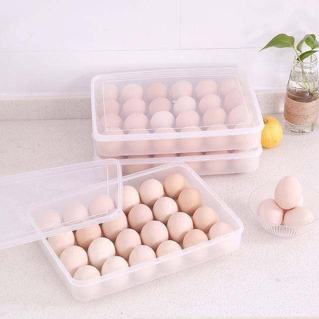 KHAY NHỰA CÓ NẮP ĐỰNG TRỨNG TRONG TỦ LẠNH (24 QUẢ)