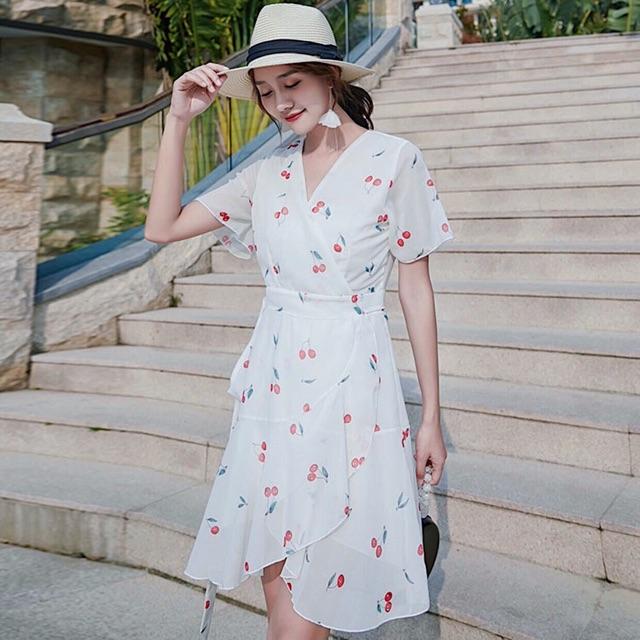 [HCM]Đầm cherry đỏ đắp tà