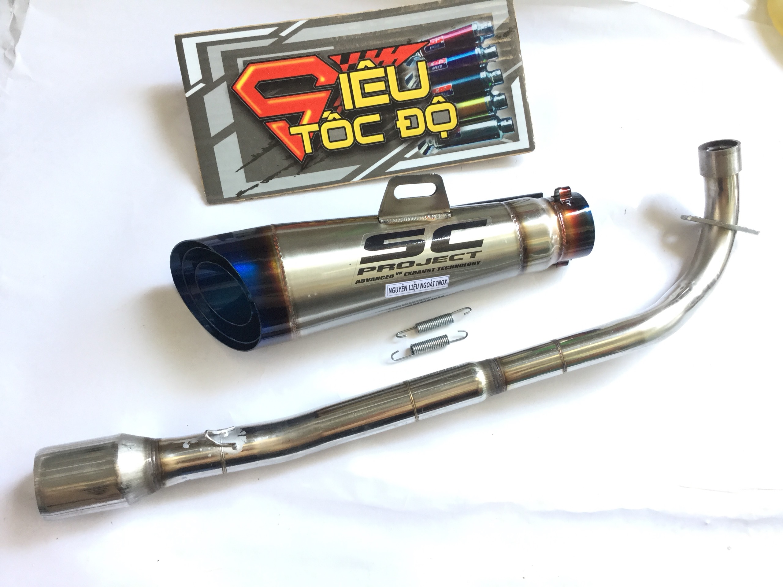 Bộ pô SC vát đuôi xanh full cổ pô gắn xe WAVE, SIRIUS, EXCITER, WINER, RAIDER FI, SATRIA, GSX , Sản Phẩm Chất Lượng, Gian Hàng Uy Tín, Giá Cả Cực Tốt, Mua Ngay.