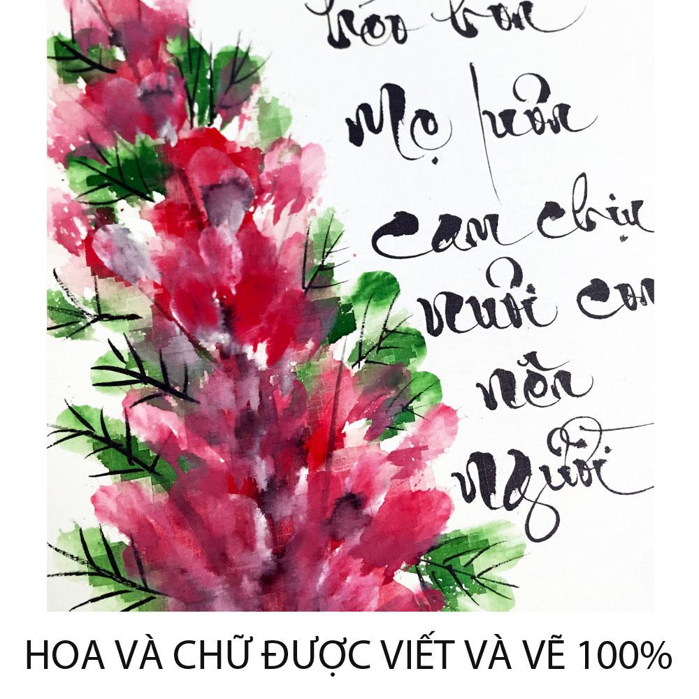 Tranh thư pháp - Chữ Cha Mẹ 09 - Tranh Minh Hiền (Viết và Vẽ 100% - không sử dụng in ấn)