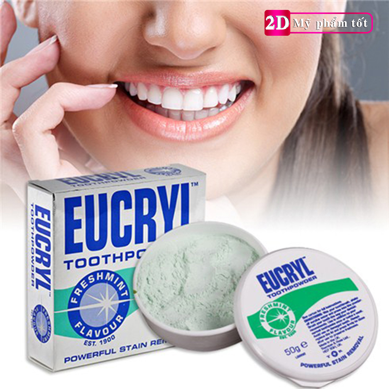 [HCM]Combo đá đính răng chân bằng 2.5ly (loại tự dán) + bột trắng răng thơm mát Eucryl