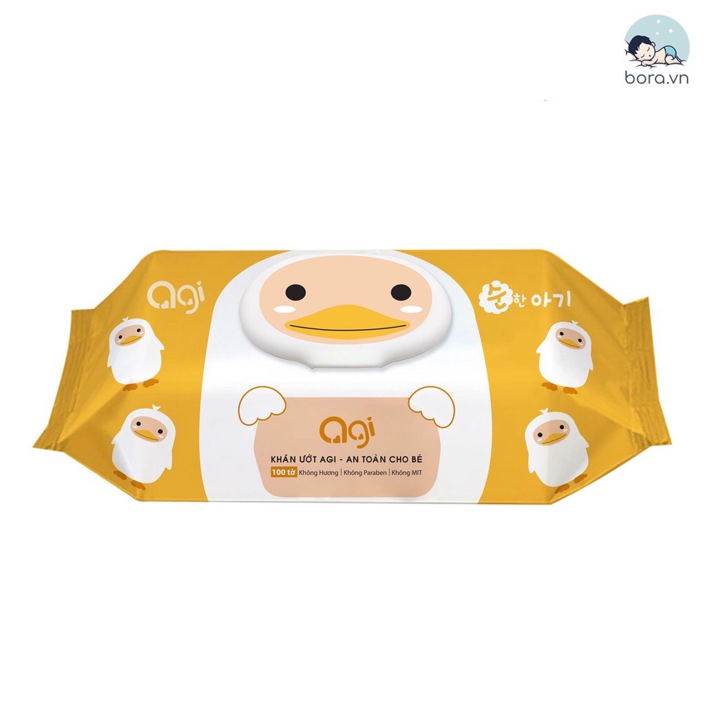 Combo 5 Gói Khăn Ướt Agi Không Mùi 100 Tờ (khăn ướt cho bé không mùi khăn ướt Hàn Quốc) mẫu mới 2025