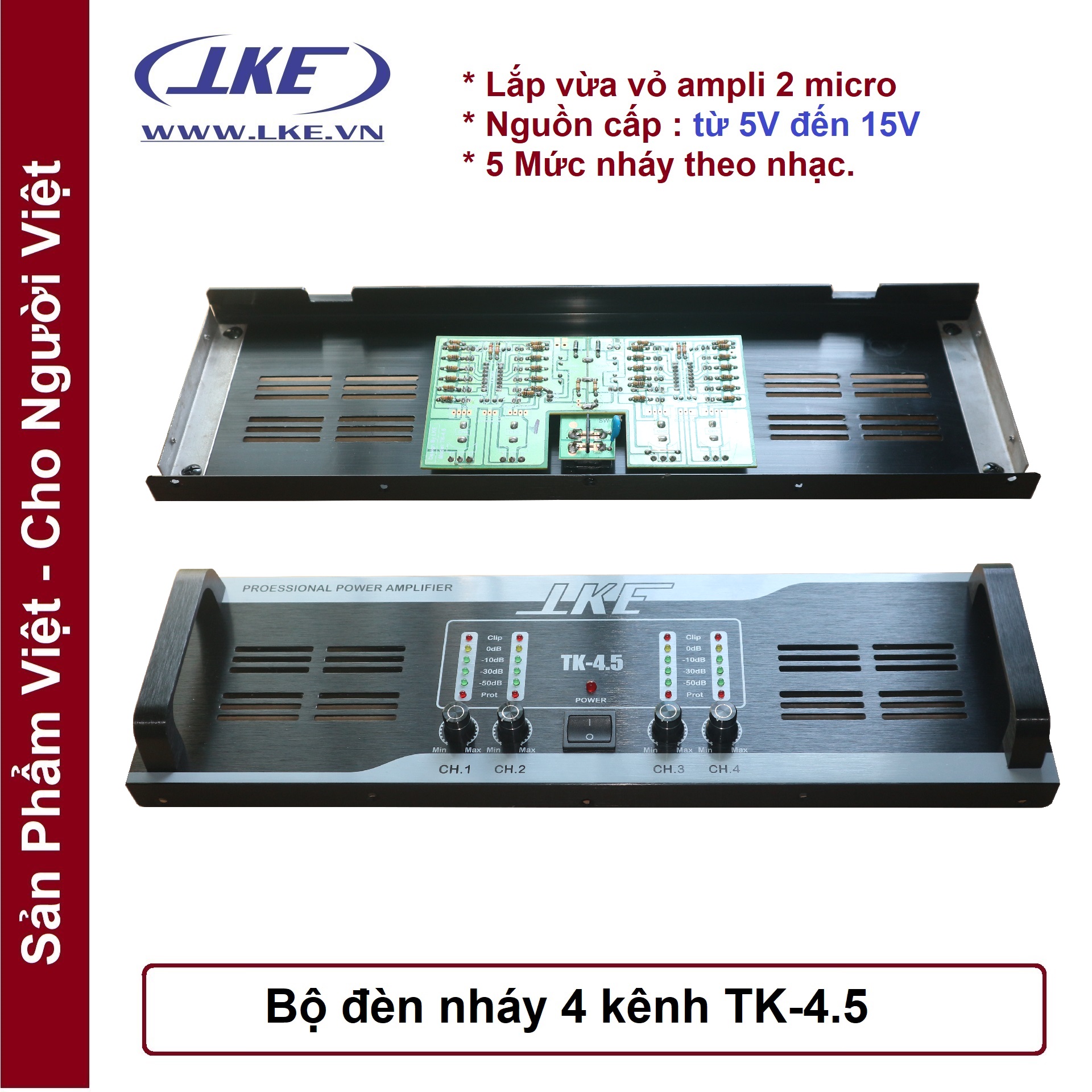 Bộ đèn nháy 4 kênh lắp cho ampli cao 12.5cm