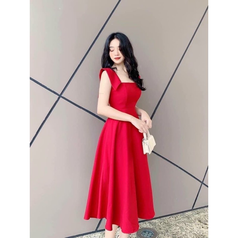 ĐẦM ĐỎ, CỔ ĐẮP VAI (có ảnh thật) MS118