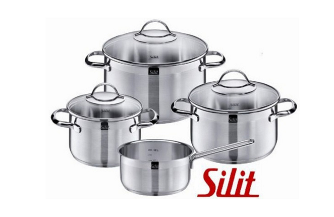 Bộ Nồi Đức Silit Pisa / Silit Alicant / Silit Achat, 4 Món, Bộ Xoong Nồi Nấu Ăn Inox Cao Cấp, Chất Liệu Thép Không Gỉ, Chống Xước, Đáy Nồi 3 Lớp, Dẫn Nhiệt Tốt, Quai Cầm Cách Nhiệt, Dùng Được Mọi Loại Bếp, Nhập Đức