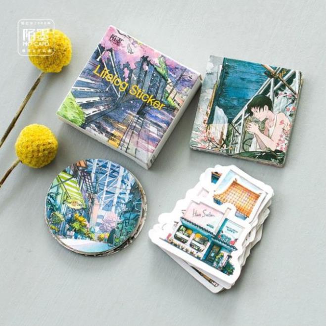 Set 45 sticker dán trang trí họa tiết xinh xắn E89
