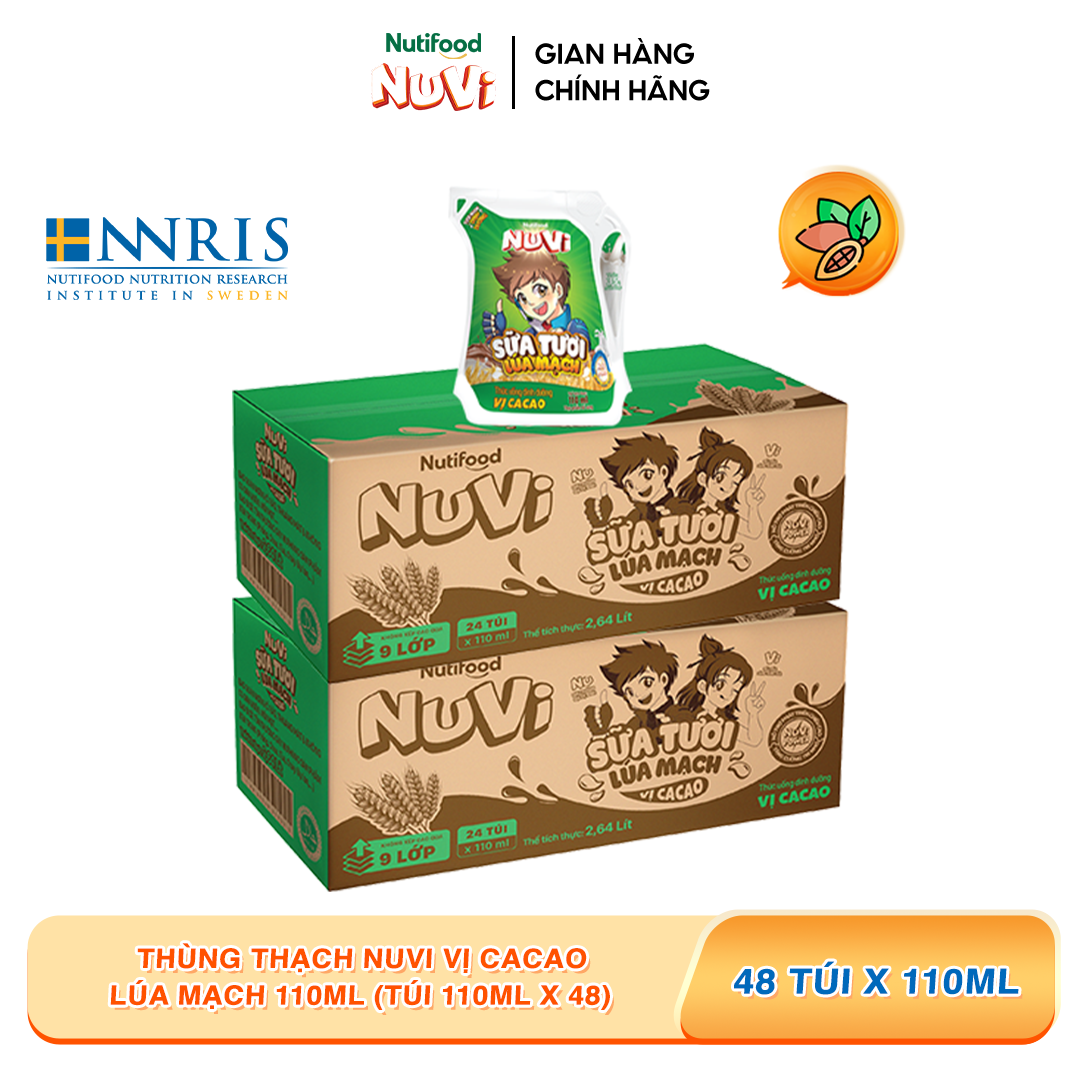 NuVi Combo 2 Thùng Thức Uống Sữa Tươi Trái Cây 110ml (110ml x 48 gói)