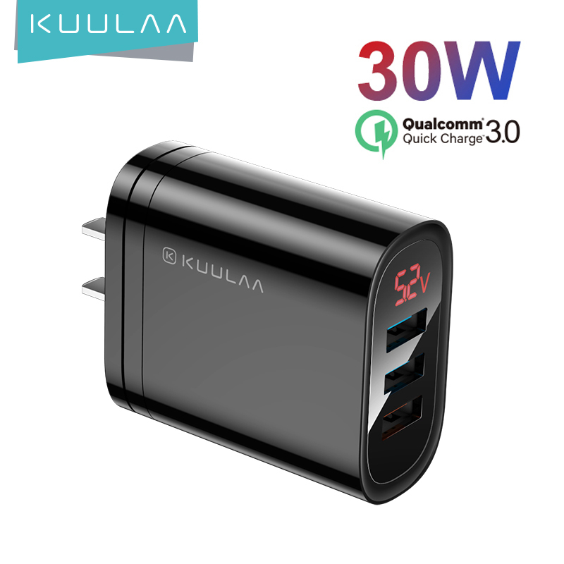 KUULAA Sạc nhanh 3.0 Sạc USB 30W QC3.0 QC US Sạc nhanh Sạc đa điện thoại di động Sạc cho iPhone Samsung Xiaomi Huawei