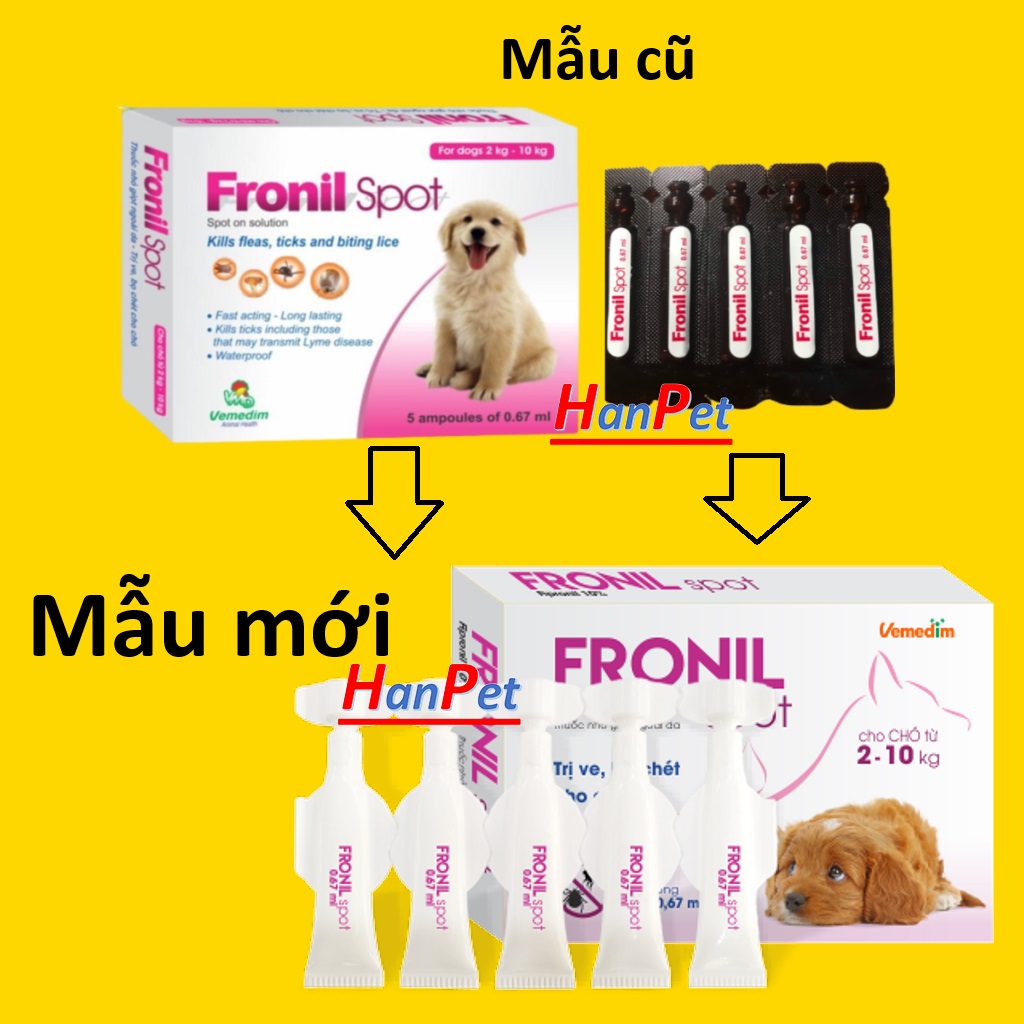 Hanpet Nhỏ gáy sạch ve rận thú cưng chó mèo Fronil spot