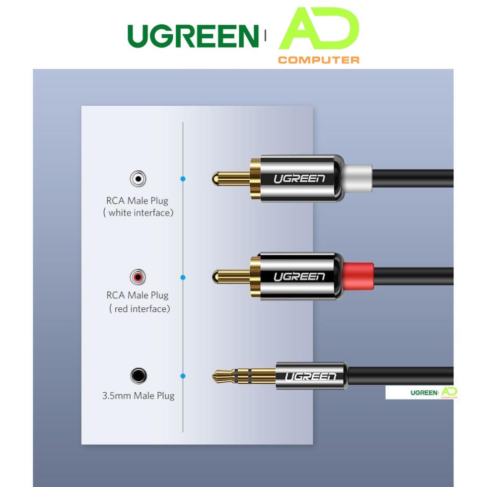 Dây Audio 3.5mm ra 2 đầu RCA Hoa sen UGREEN AV116