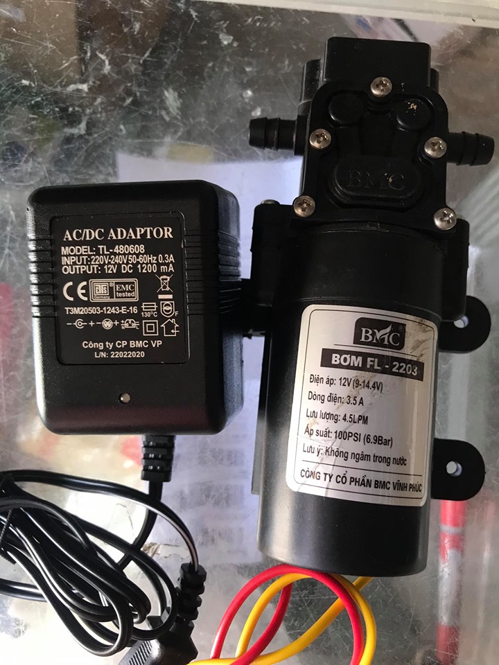 Bộ máy bơm tăng áp 12v Chính hãng BMC 1 bơm + 1 sạc