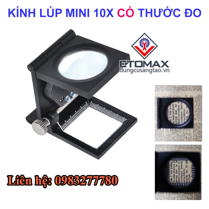 Kính lúp 10X mini  có thước đo