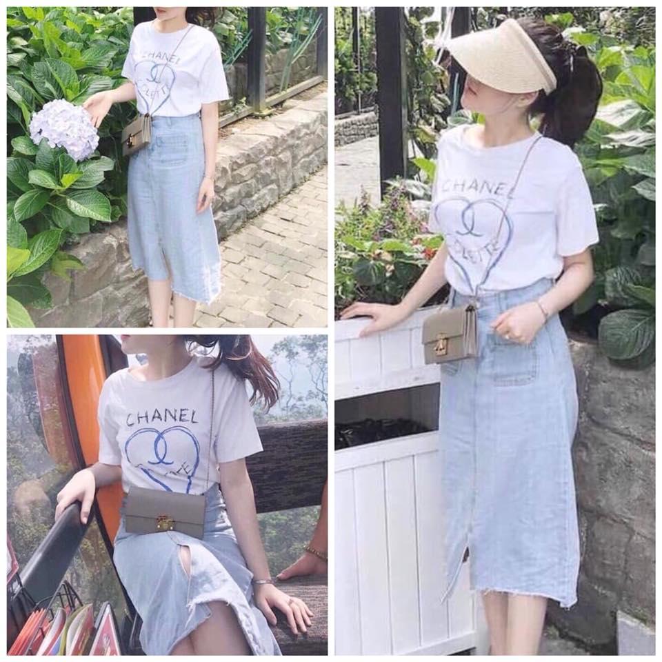 [HCM]SET ÁO THUN CHÂN VÁY JEANS (ẢNH THẬT CUỐI)