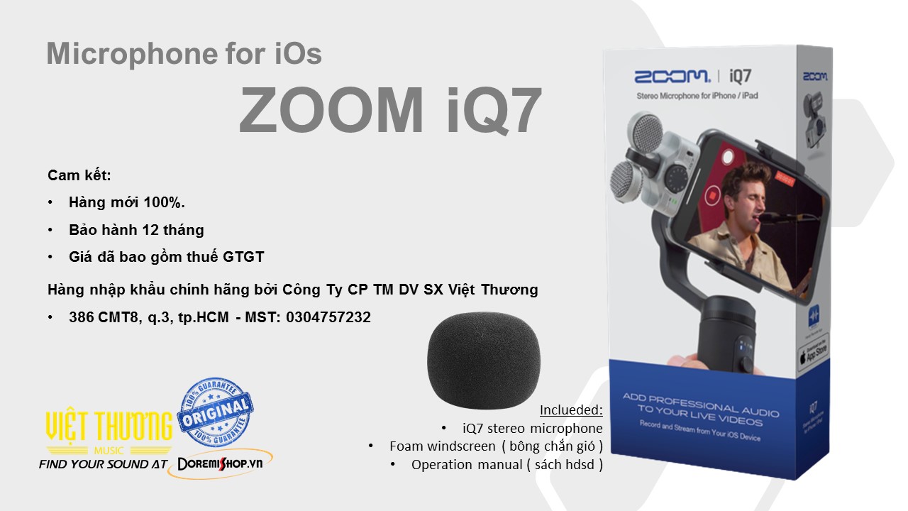 Micro dành cho Iphone/Ipad microphone ZOOM iQ7