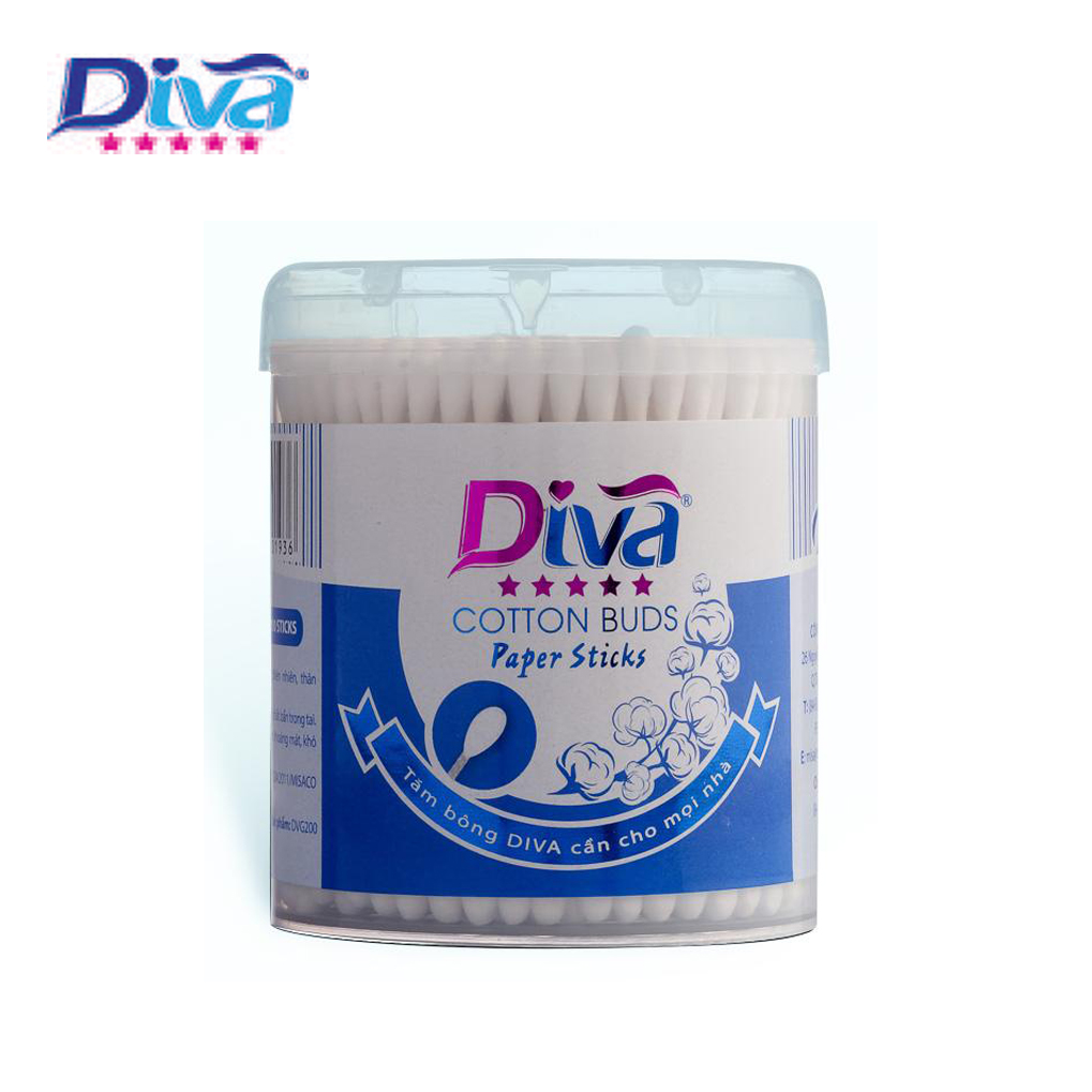 [200 que] Hộp tăm bông DIVA que giấy