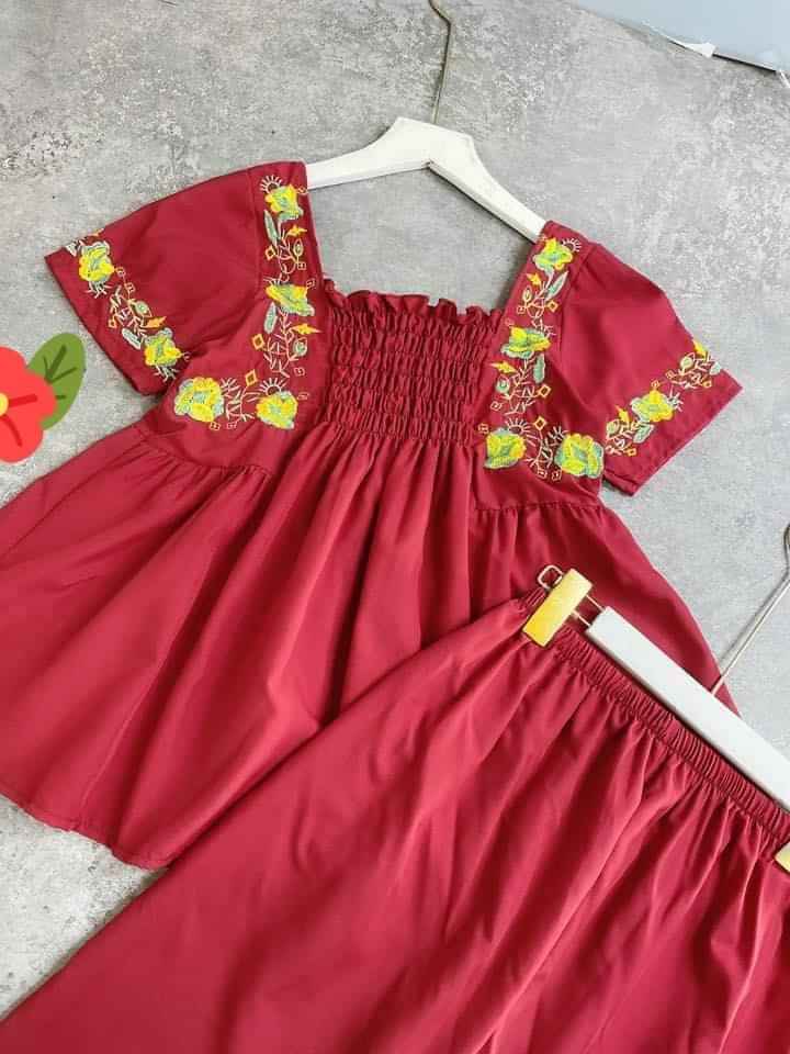 Đồ Bộ nữ lửng lụa thêu chất đẹp+ ảnh thật