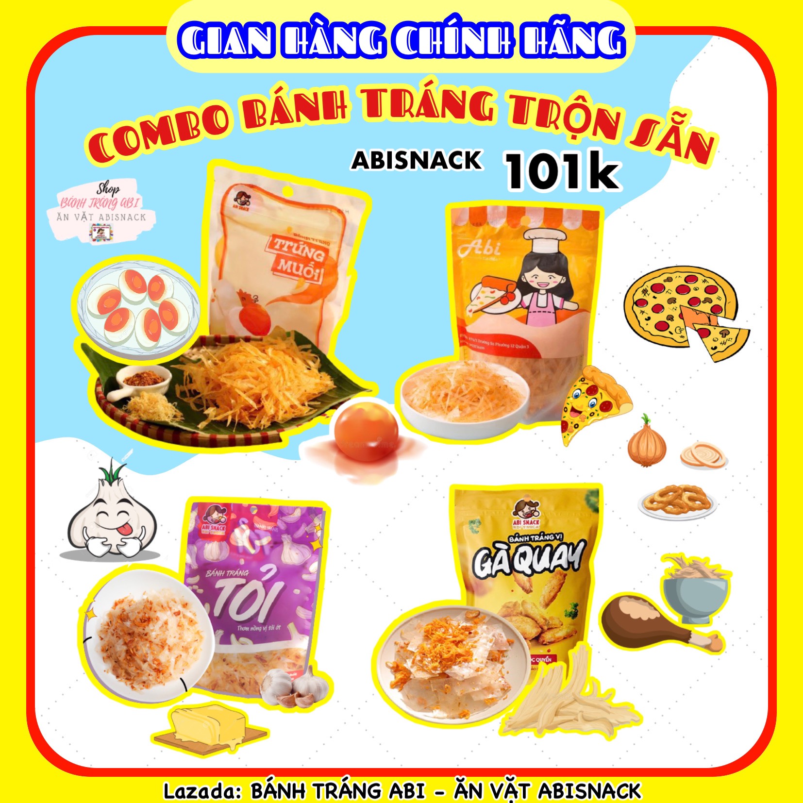 COMBO BÁNH TRÁNG TRỘN SẴN 4 MÓN ABISNACK