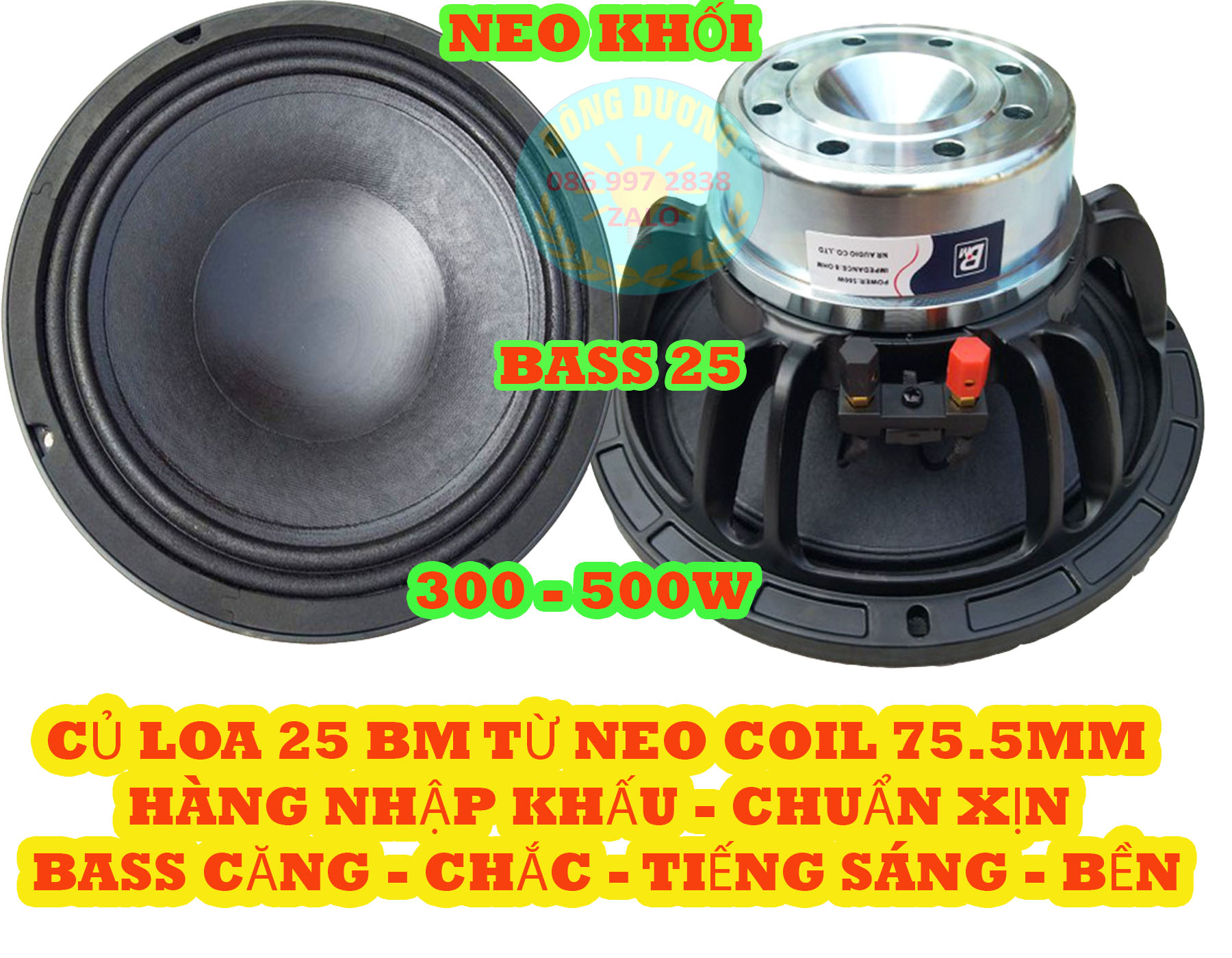 LOA BASS 25 BM TỪ NEO 120 COIL 75 DÂY DẸT - GIÁ MỘT LOA