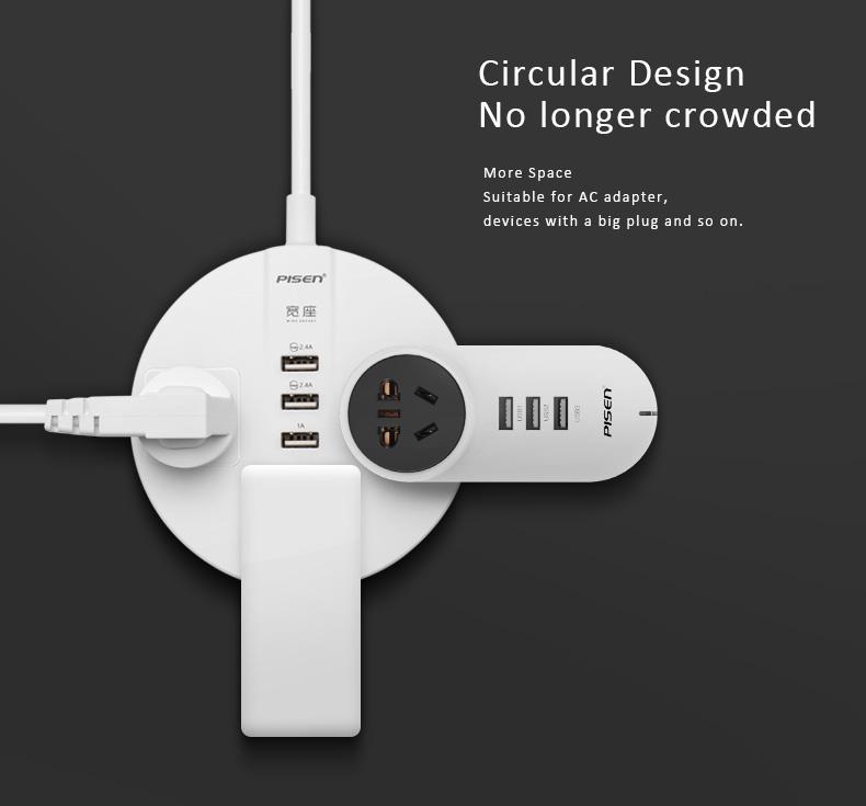 Ổ cắm điện thông minh Pisen 3AC 3USB KY-33