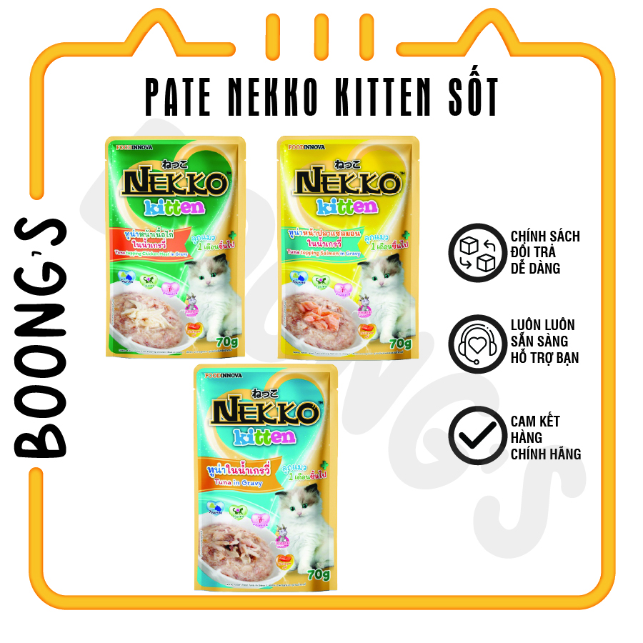 [PATE MÈO] Pate Nekko Kitten dạng sốt dành cho mèo con 70gr