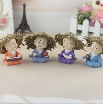 Bộ 4 tượng chú tiểu tứ đội nón rơm