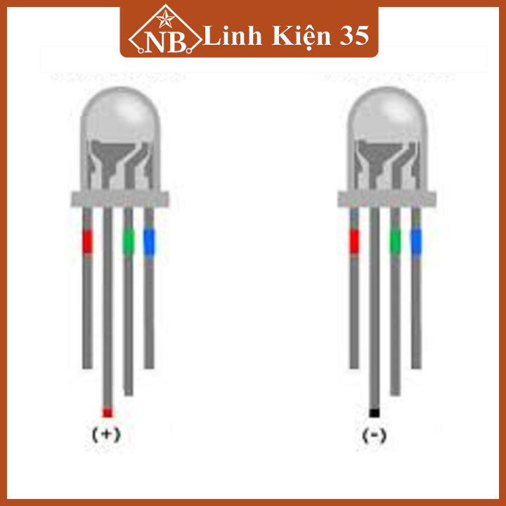 Led RGB đục phi 5mm 4 chân làm mạch led trái tim, trang trí