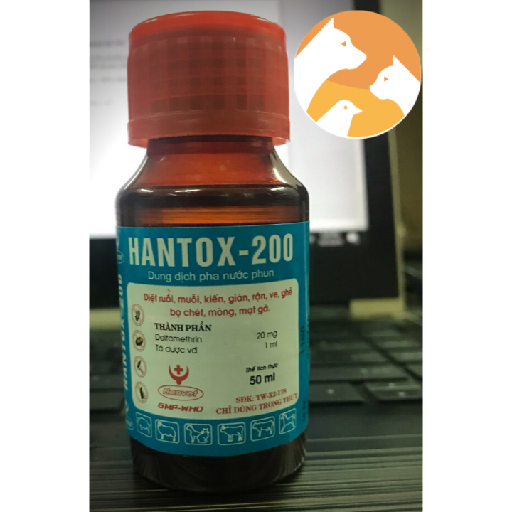 HANTOX – 200 [50 ml] diệt muỗi, ruồi, ve, bọ chét, rận, mạt gà, gián, kiến