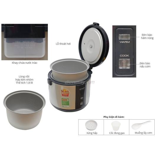 Nồi cơm điện nắp gài Sharp KS 1800T Thái Lan