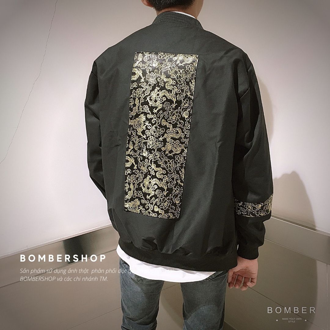 [HCM][Video + ảnh thật] Áo khoác Bomber Design PHỐI GẤM cổ truyền (dòng hàng thiết kế)