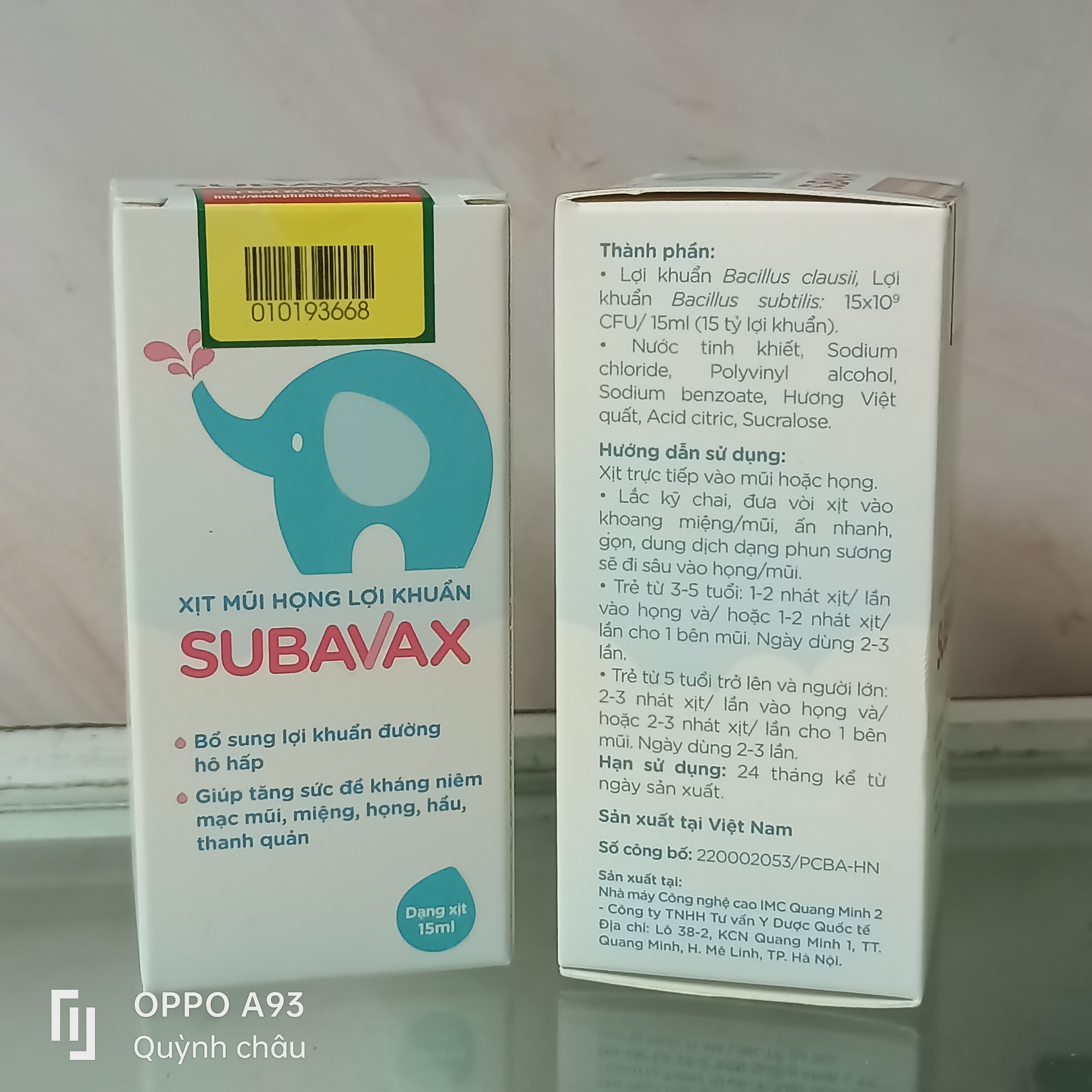 Xịt mũi họng lợi khuẩn Subavax 15mL