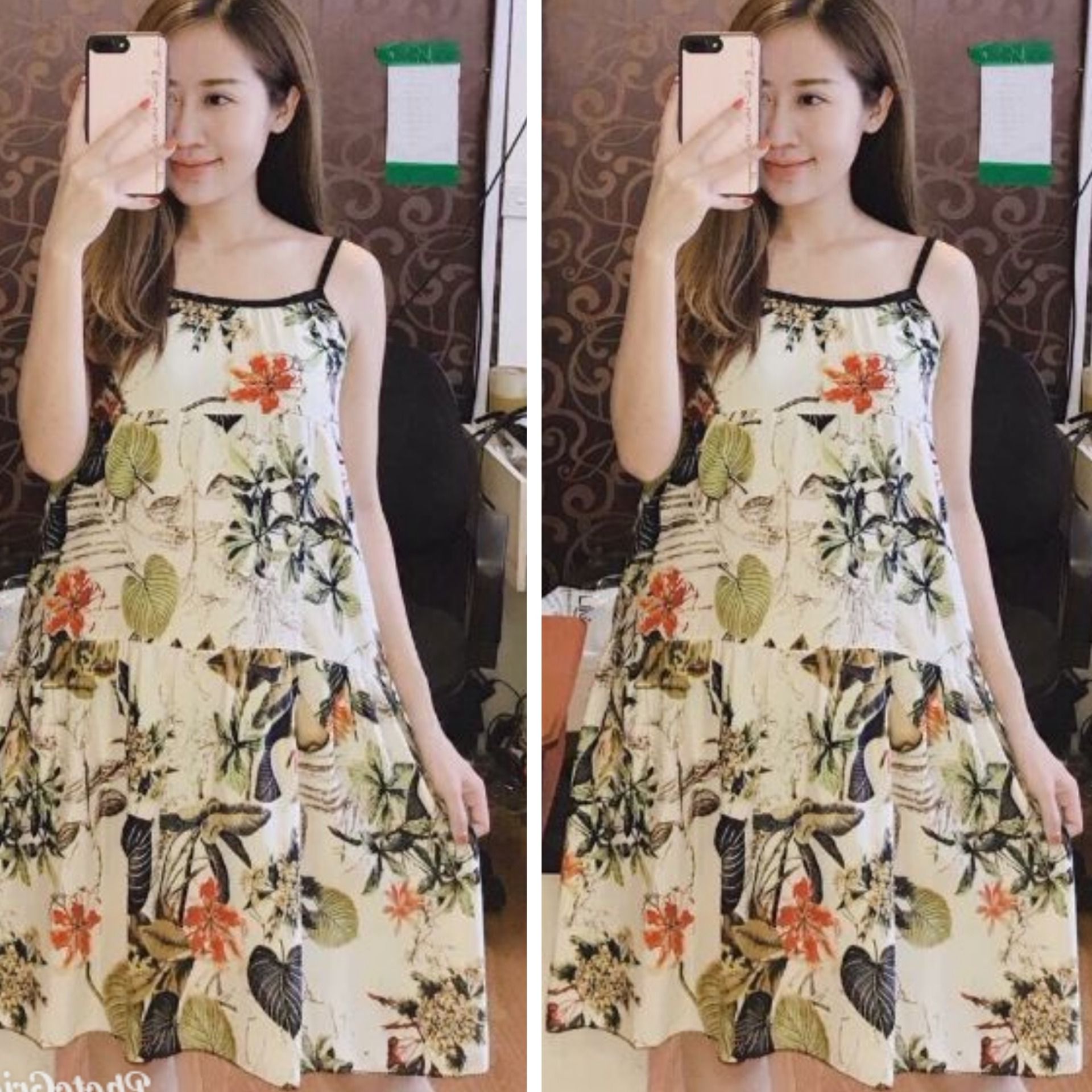 [FREESHIPMAX] váy bầu lanh dáng suông 111