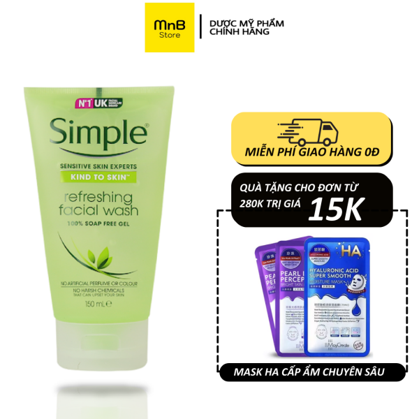 Sữa rửa mặt Simple Refreshing Facial Wash dịu nhẹ cho da nhạy cảm 150ml