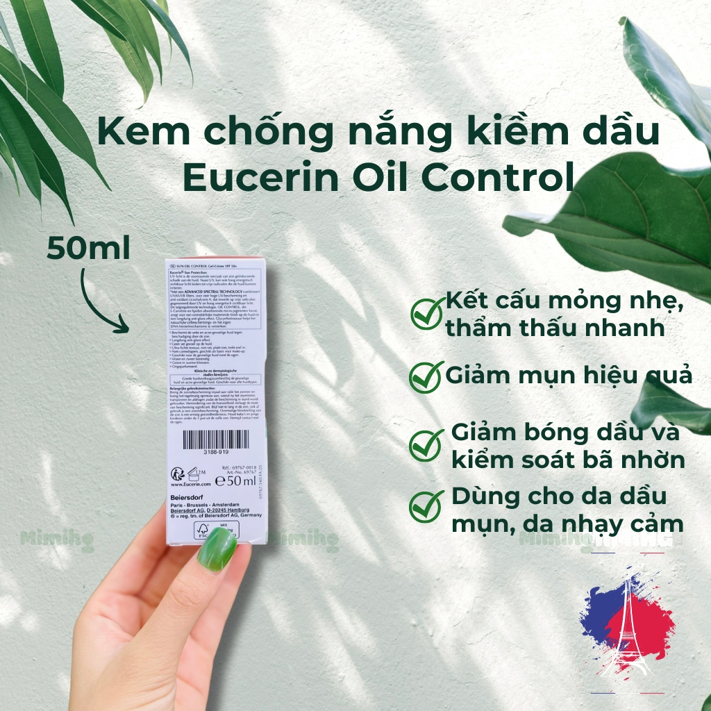 Kem chống Nắng Eucerin cho da nhờn, da mụn 50ml eucerin oil control