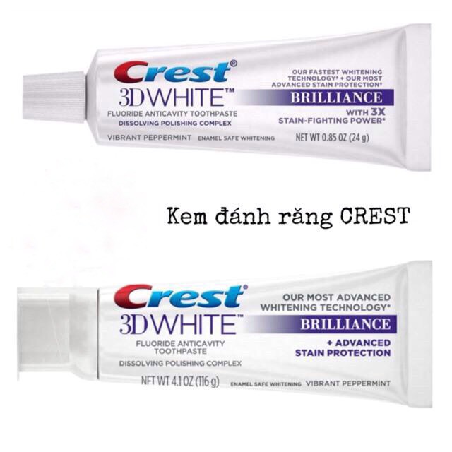 Kem đánh răng làm trắng Crest 3D White Brilliance 116g - 24g