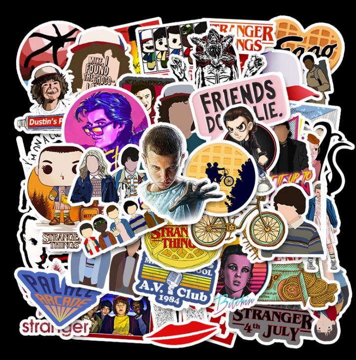 [HCM]Sticker STRANGER THINGS nhựa PVC không thấm nước dán nón bảo hiểm laptop điện thoại Vali xe Cực COOL #98