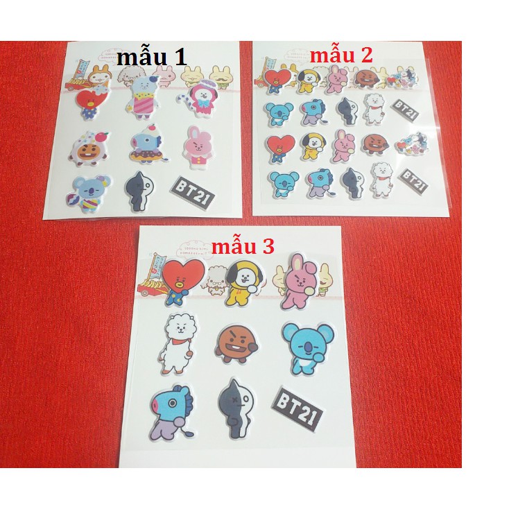 HÌNH DÁN NỔI BT21-TATA, COOKY, CHIMMY