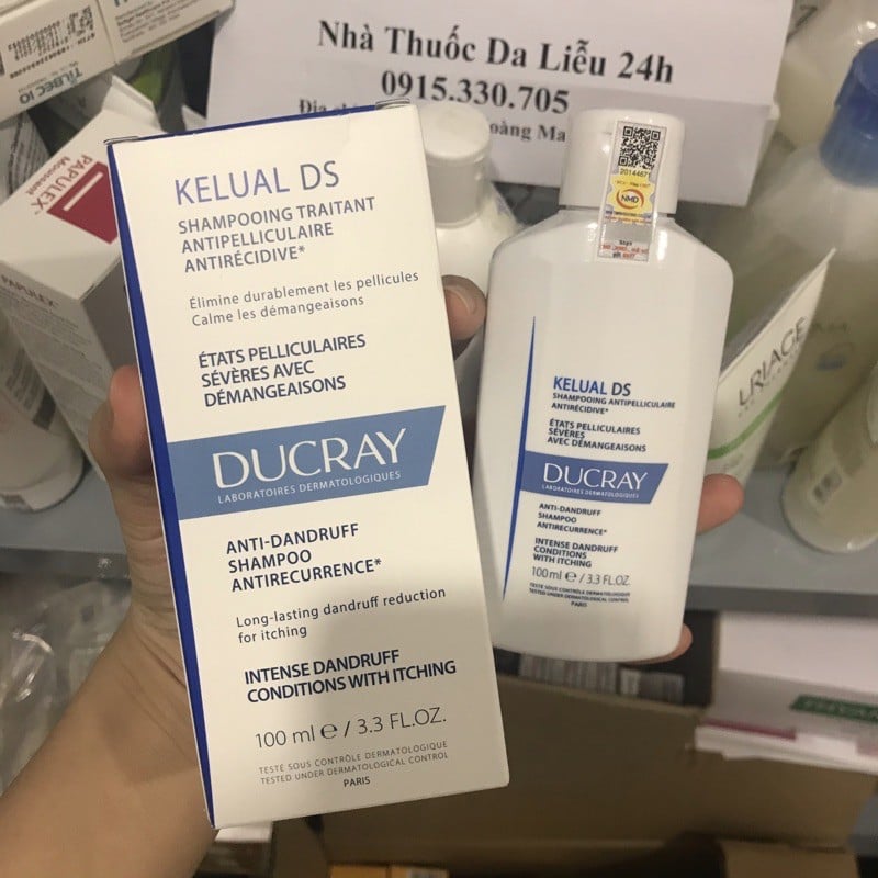 Dầu gội giảm gàu nặng, làm sạch gàu, dịu ngứa và đỏ da ducray kelual ds shampoo 100ml