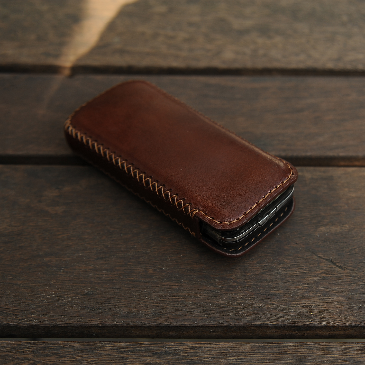 Bao da điện thoại Nokia 8800 handmade-Màu nâu- Da bò nhập khẩu - Bao da Mino Craft