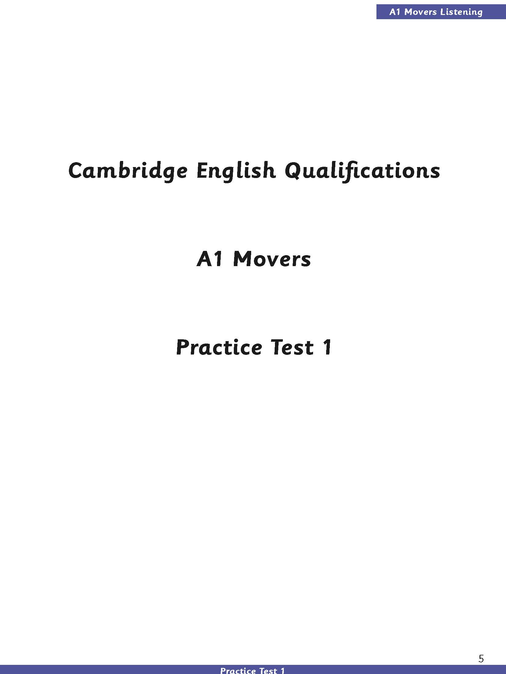 Sách - dtpbooks - A1 Movers - Practice Tests 1-5