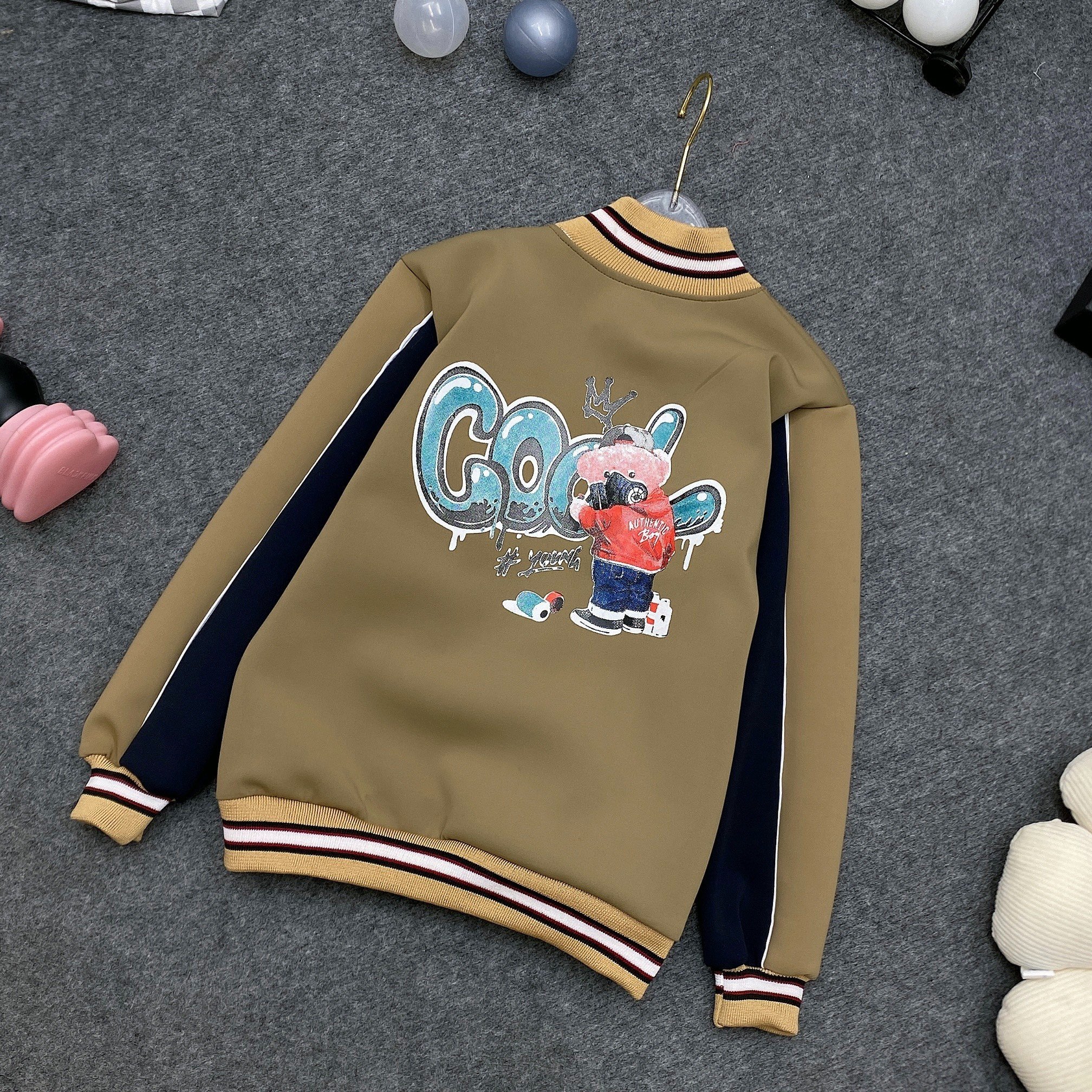 Áo khoác Bomber cardigan bé trai, bé gái 18-54kg từ 6-14 tuổi. Áo khoác bé trai, áo khoác bé gái, áo rét cho bé