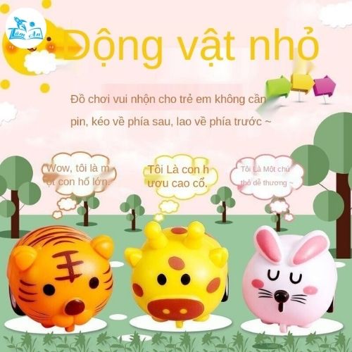 Đồ chơi ô tô mini động vật nhỏ chạy bằng dây cót - Đồ chơi xe mô hình ôtô cho bé